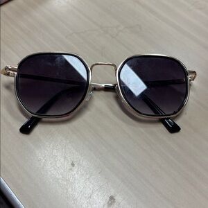 Gold Frame Sunglasses with Black Lenses